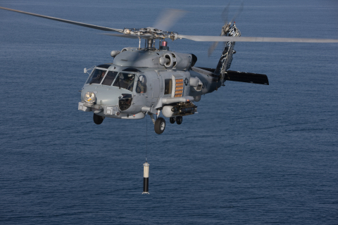 ALFS dipping sonar on MH-60R helicopter © Lockheed Martin