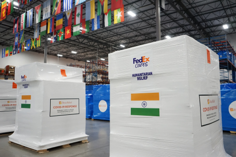 Critical medical supplies and personal protective equipment departing Santa Barbara, Calf., USA, bound for healthcare facilities in Kolkata, India via FedEx. (Photo: Business Wire)