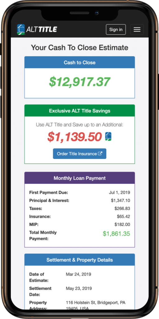 CashToClose Calculator App Sample Image